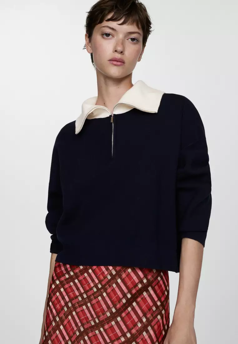 Mango Contrast Collar Sweater