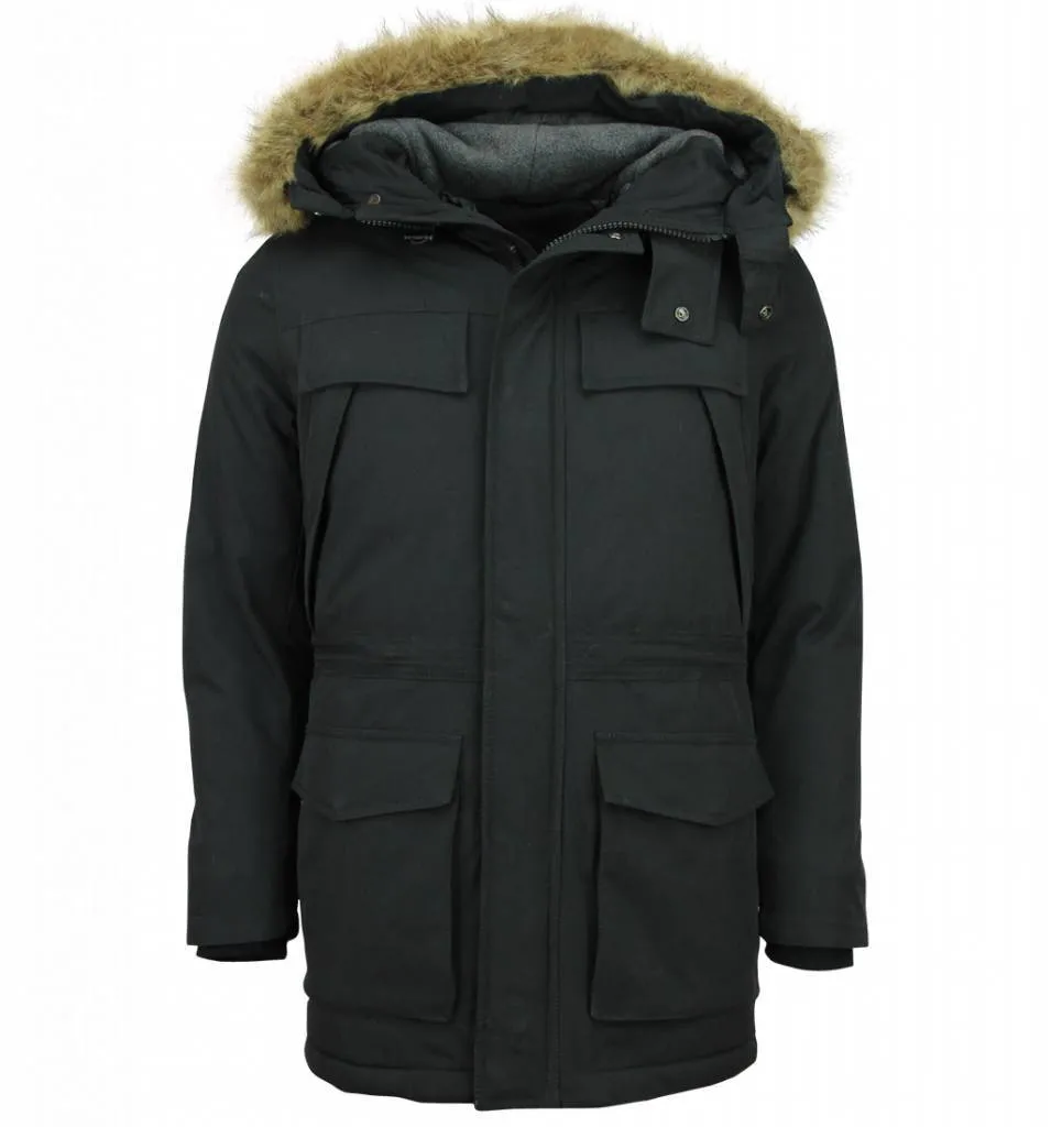 Men Long Winter Coat Parka Black |