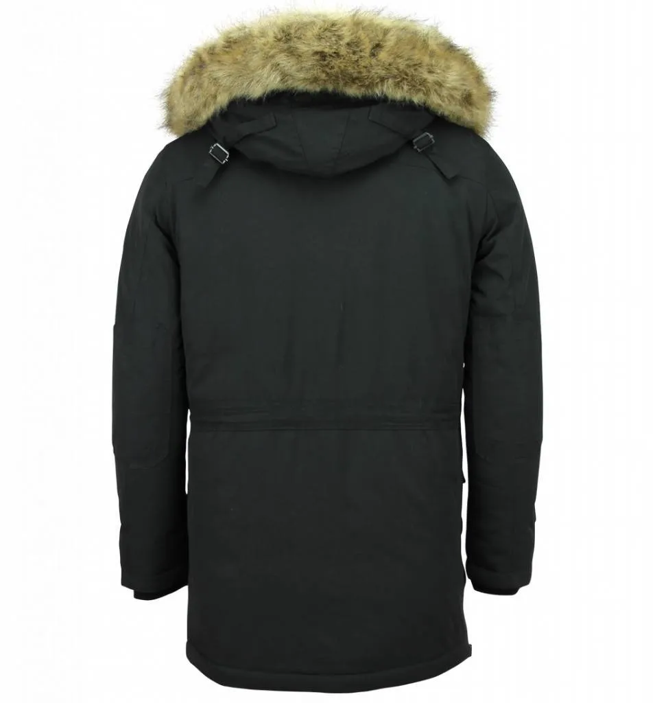 Men Long Winter Coat Parka Black |