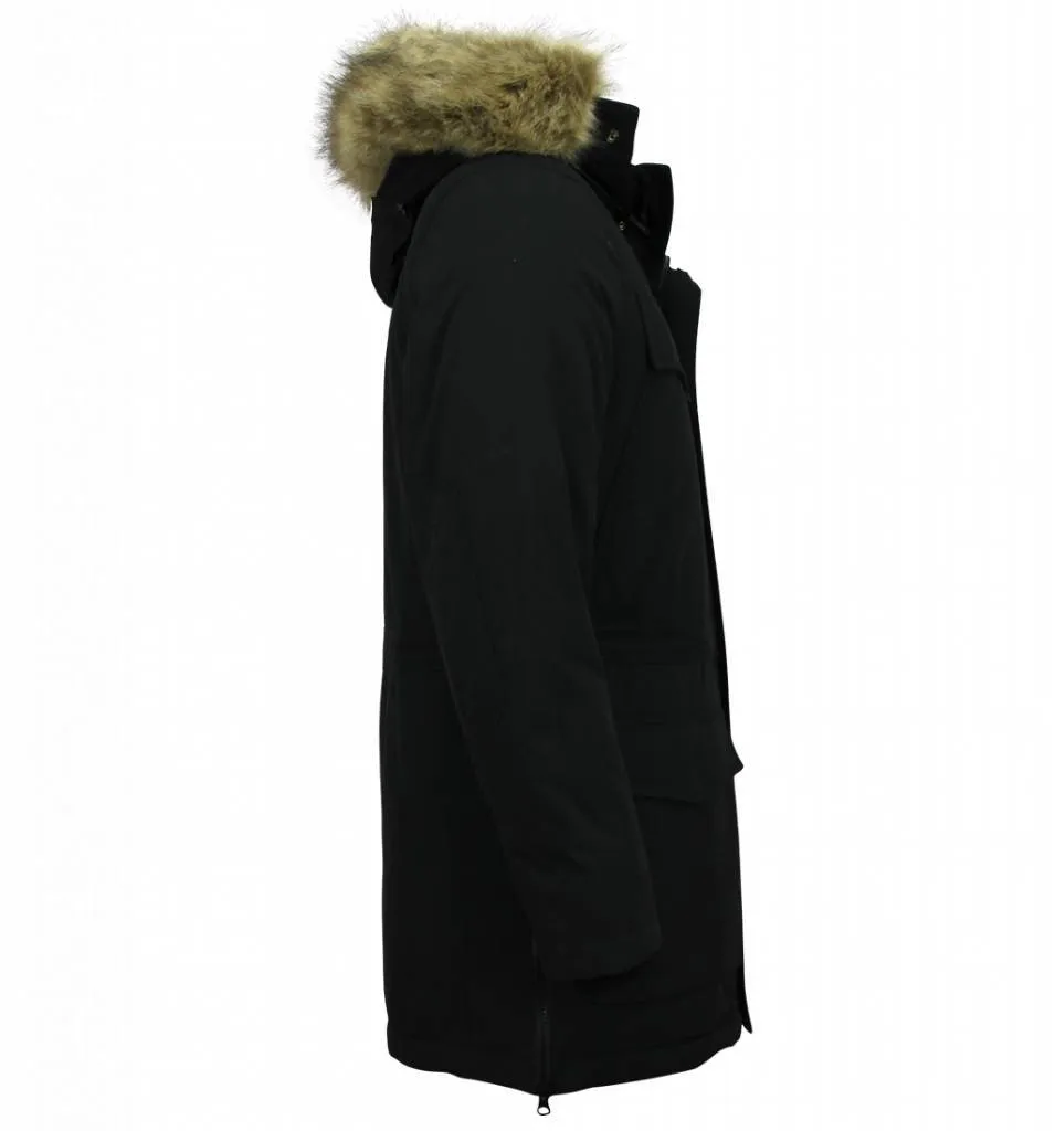 Men Long Winter Coat Parka Black |