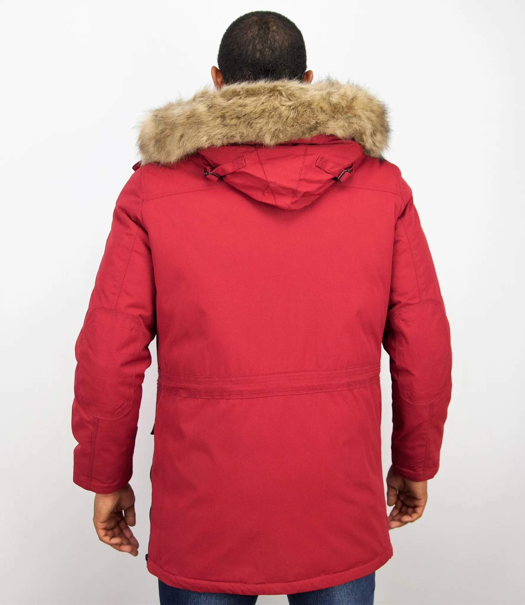 Men Long Winter Coat Parka Red |