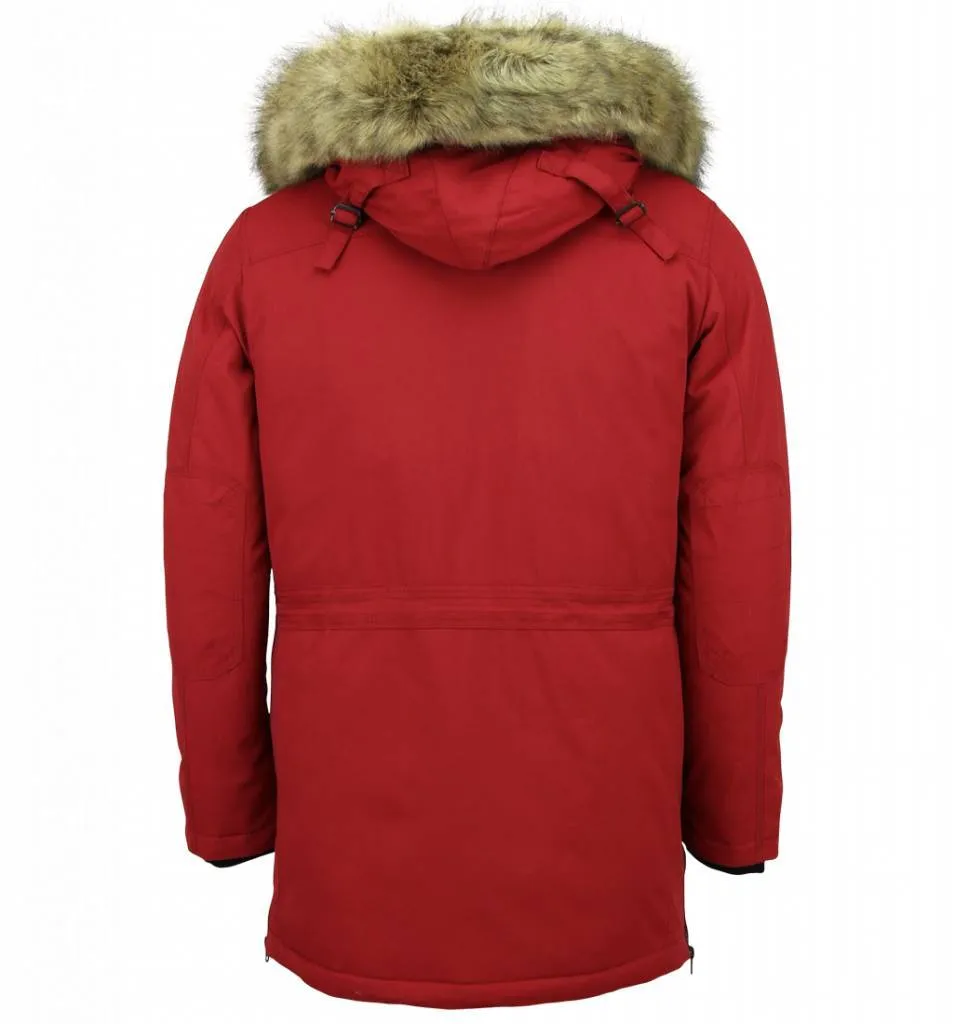 Men Long Winter Coat Parka Red |