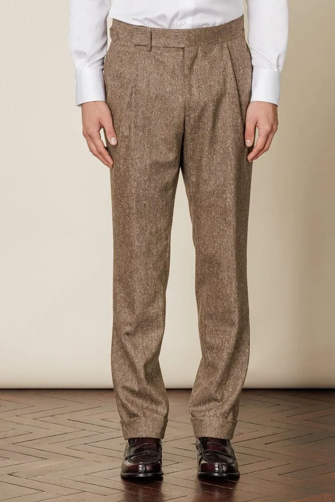 Milan Trouser - Brown and Camel Tweed