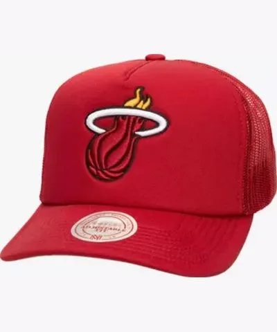 Mitchell & Ness Men's NBA Miami Heat Core Evergreen OTC Trucker Adjustable Hat