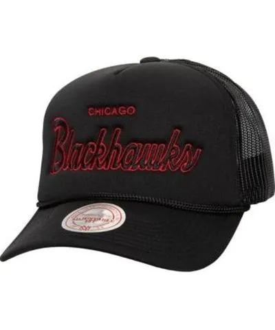 Mitchell & Ness Men's NHL Chicago Blackhawks Script Side Patch Trucker Adjustable Hat