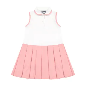 Monica Sleeveless Box Pleat Polo Sport Dress Pink White Dri-Fit