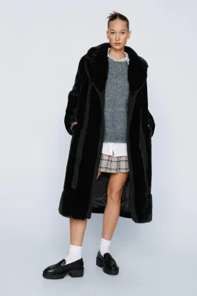 Petite Faux Fur Panelled Wool Coat