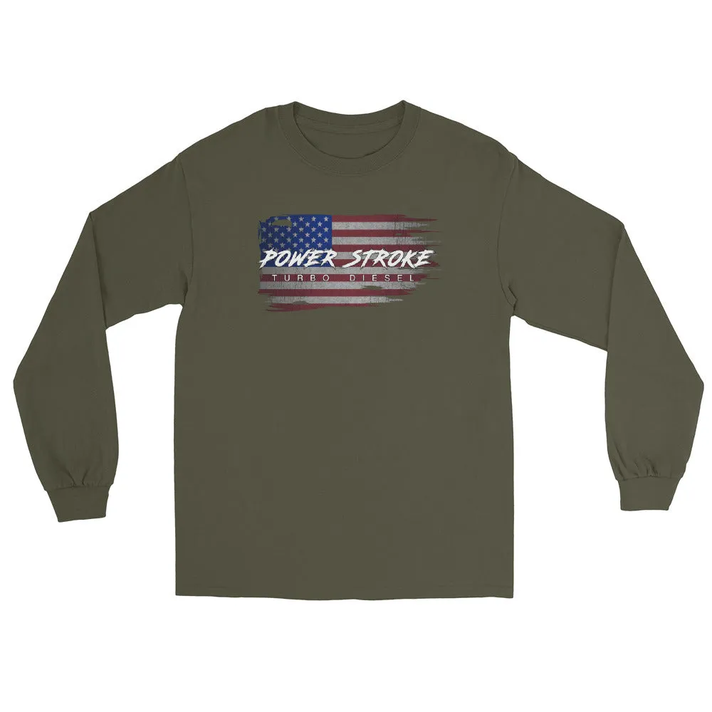 Power Stroke Powerstroke American Battle Flag Long Sleeve T-Shirt