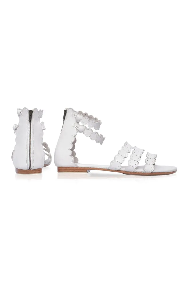 Rimini Boho Leather Sandals in White