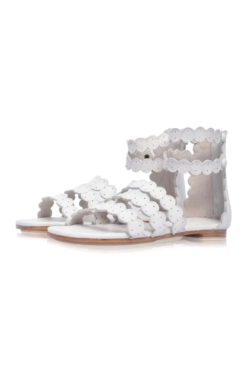 Rimini Boho Leather Sandals in White