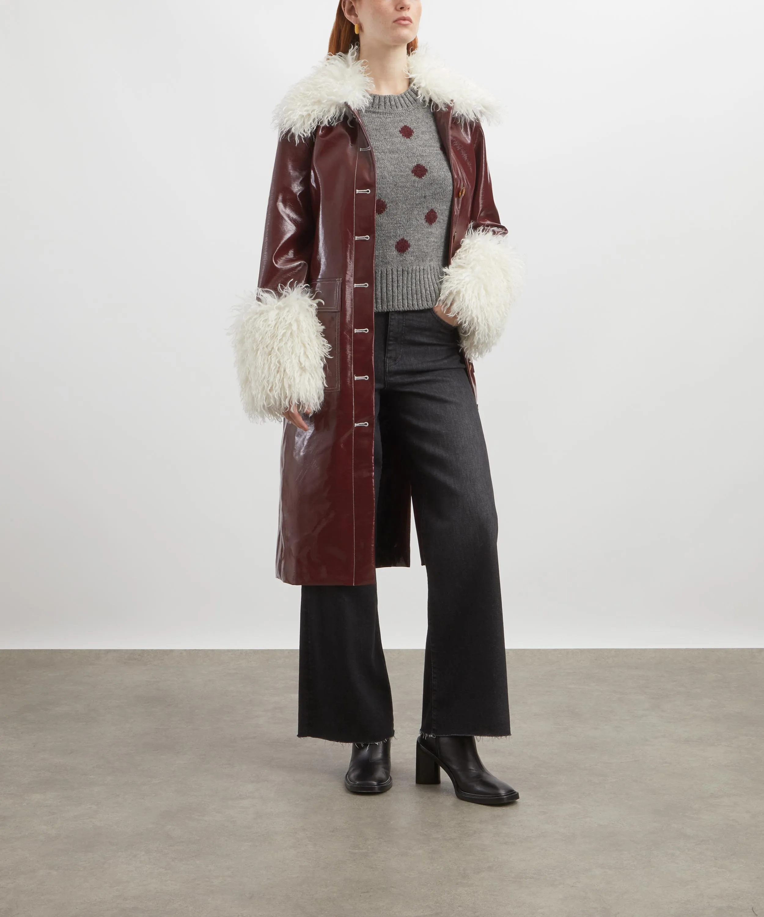 Simone Burgundy Vinyl Coat 