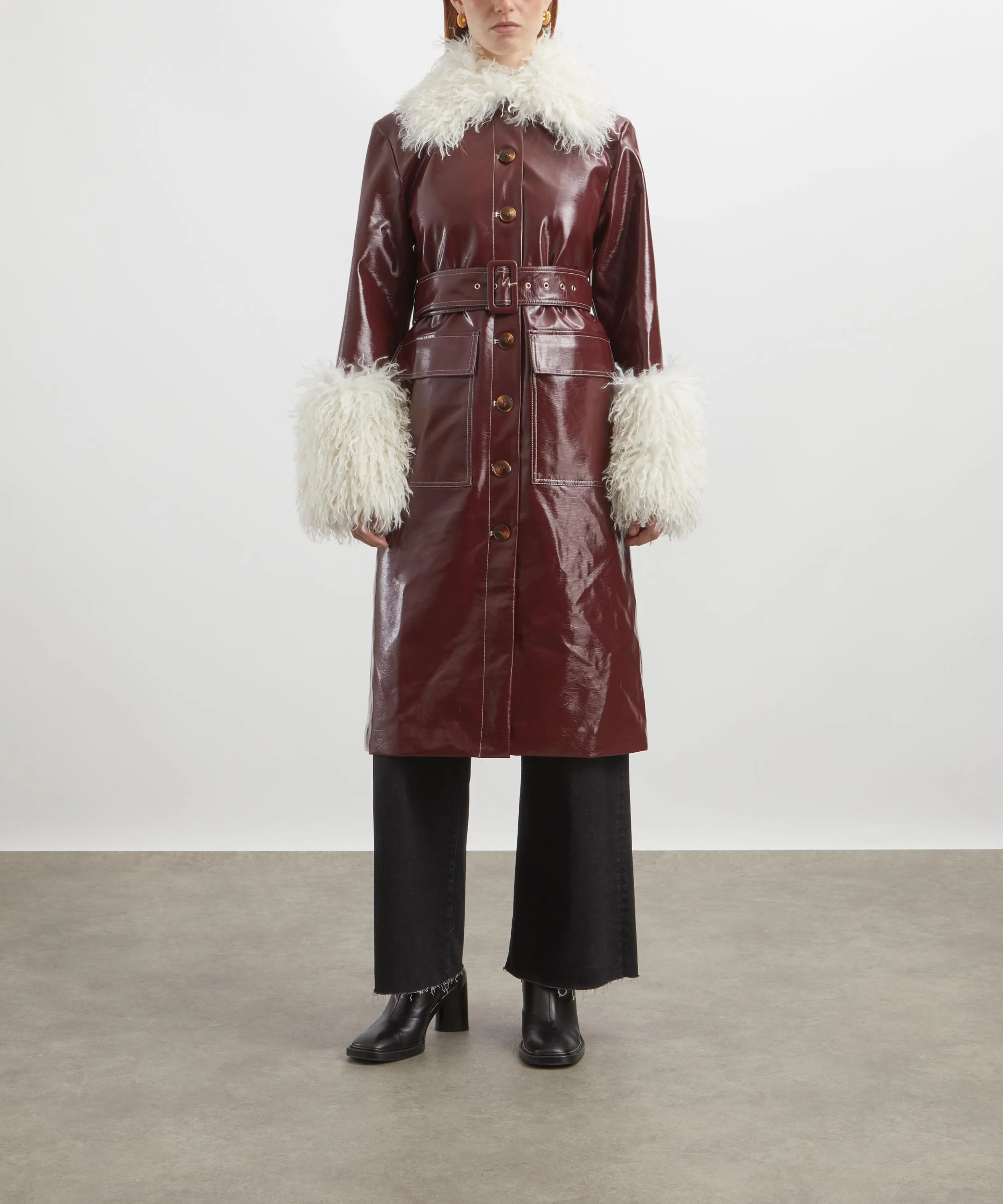 Simone Burgundy Vinyl Coat 