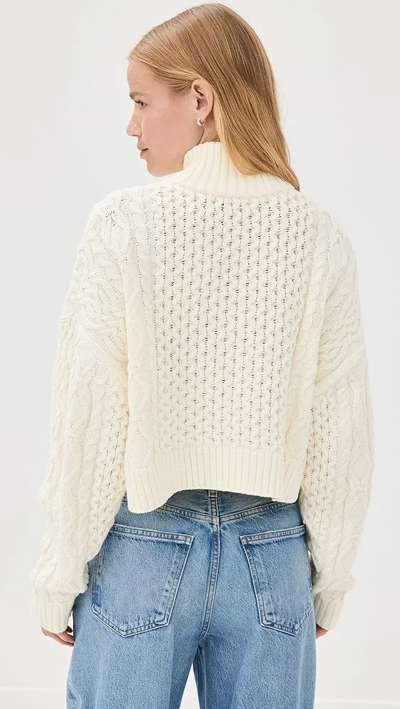 STAUD   Cropped Hampton Sweater 