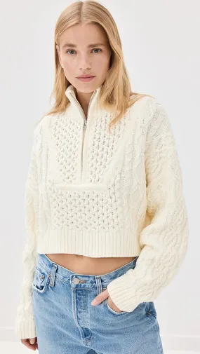 STAUD   Cropped Hampton Sweater 