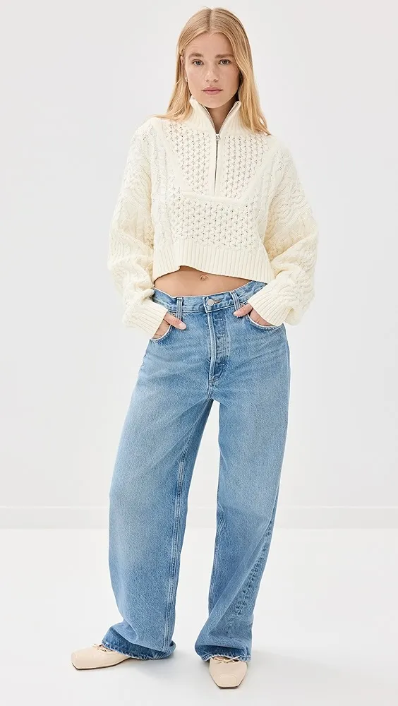 STAUD   Cropped Hampton Sweater 