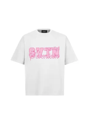 Svtn Pink Logo White T-Shirt