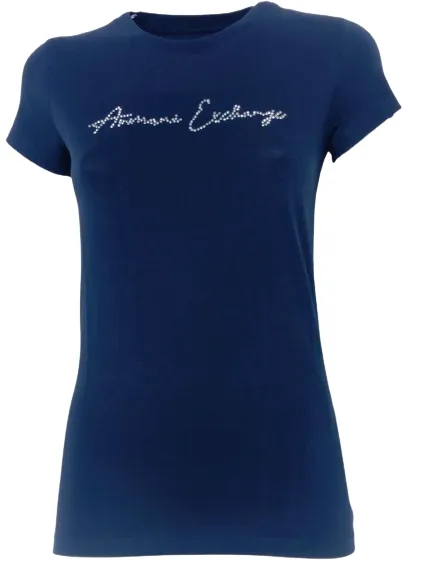 T-SHIRT DONNA BLU CON LOGO FRONTALE