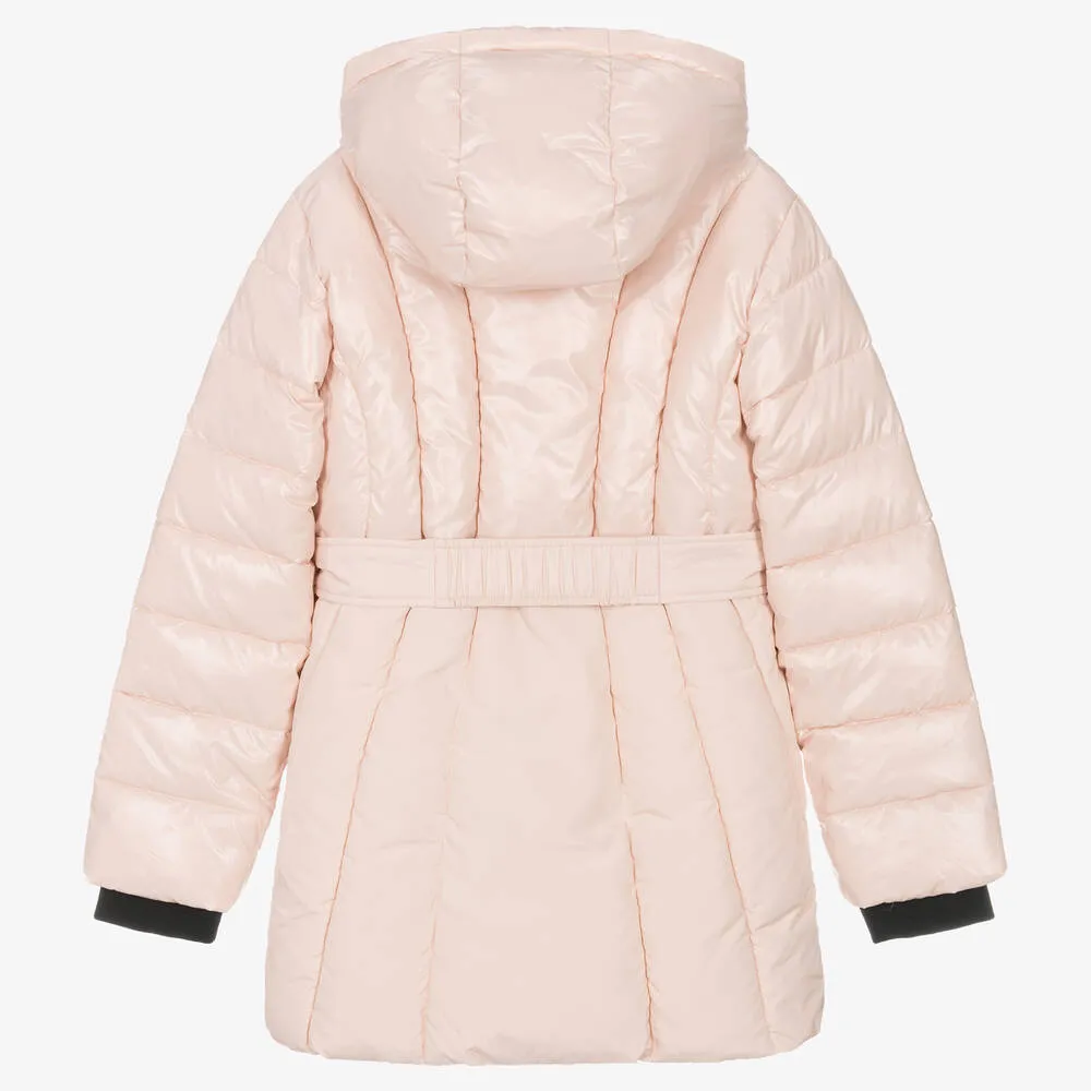 Teen Girls Pink Belted Puffer Coat