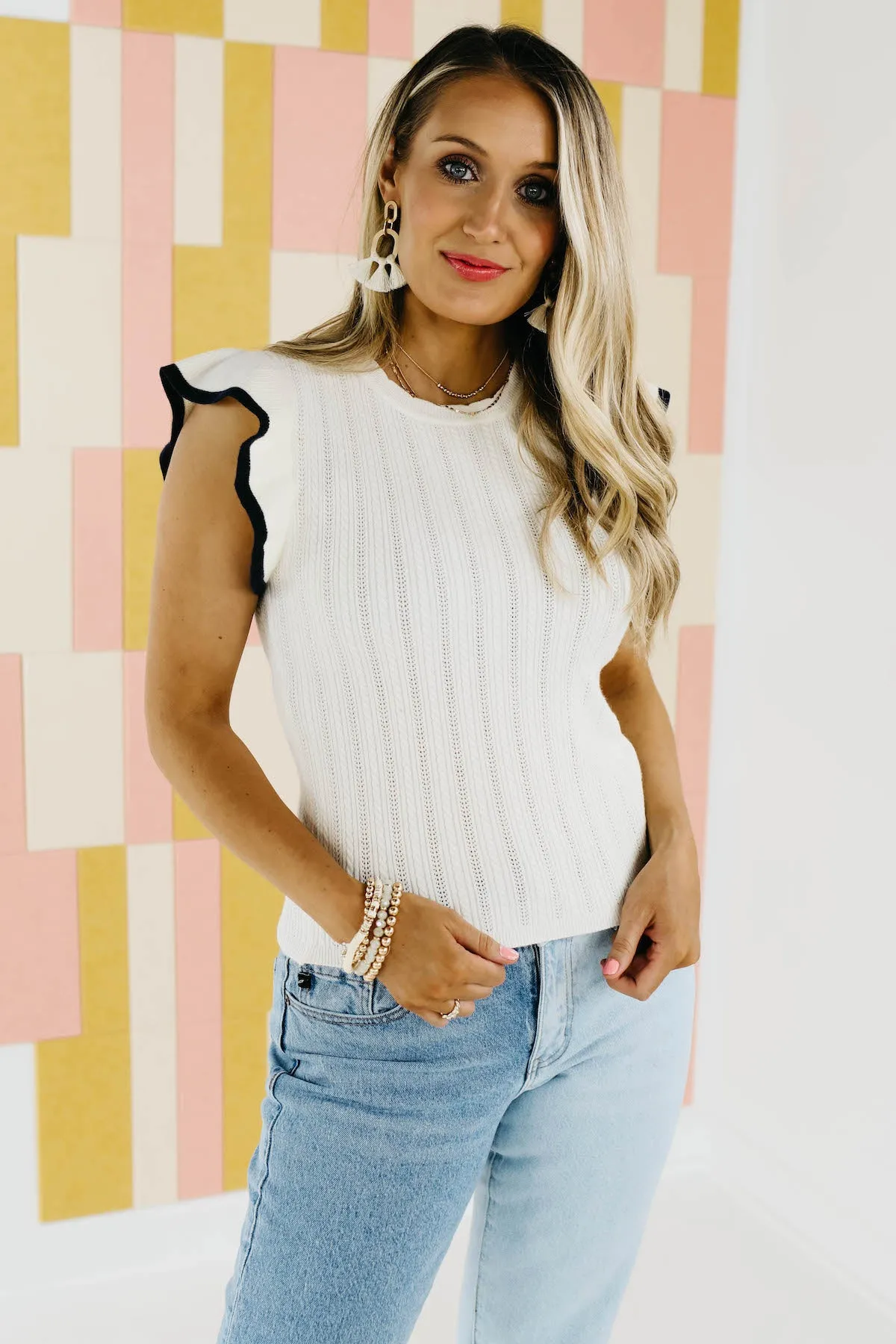 The Everleigh Ruffle Sleeve Sweater Top - FINAL SALE