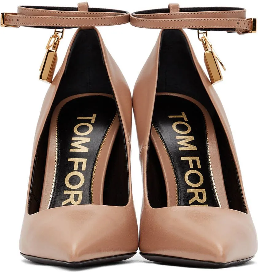 TOM FORD Beige Goatskin Padlock 105 Heels