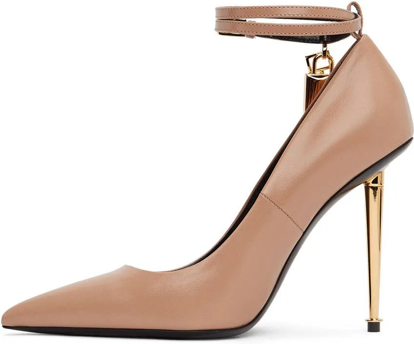 TOM FORD Beige Goatskin Padlock 105 Heels