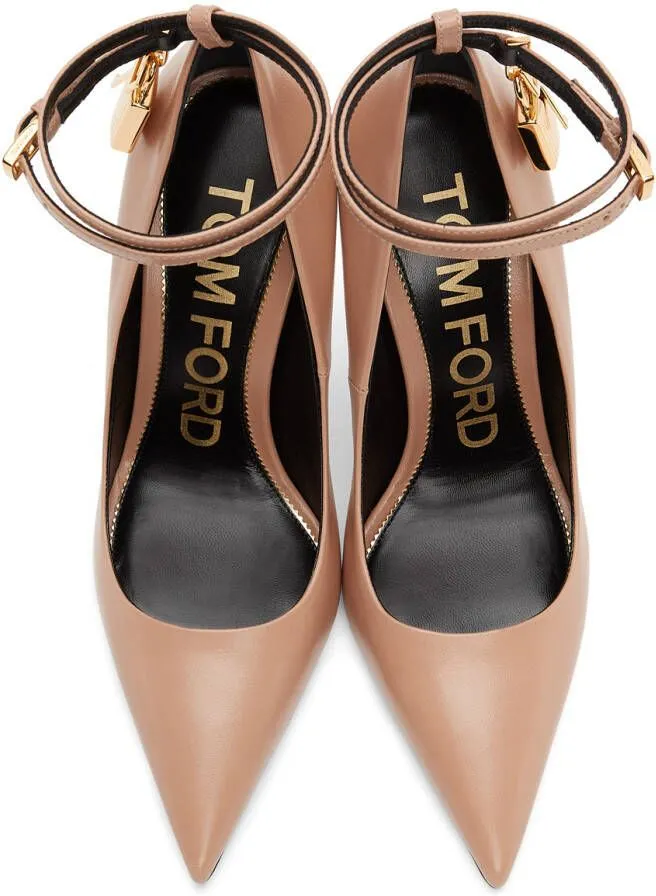 TOM FORD Beige Goatskin Padlock 105 Heels