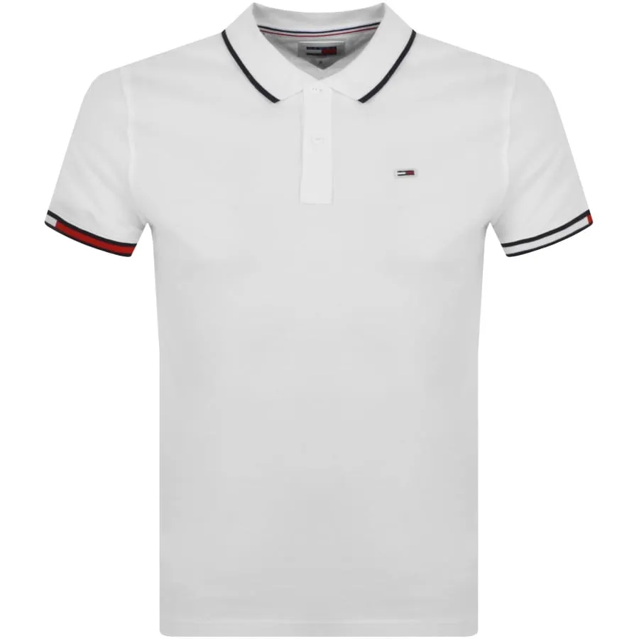 Tommy Jeans Red Flag Polo Shirt White