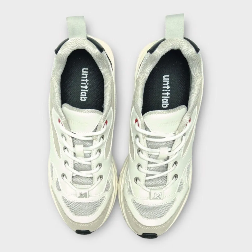 Untitlab White Panelled Heeled Sneaker