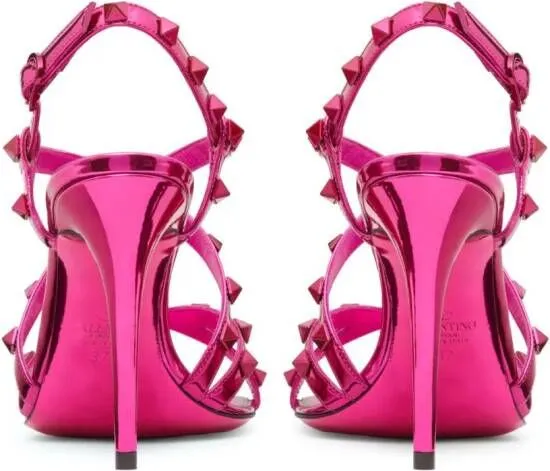 Valentino Garavani Rockstud 100mm mirrored sandals Pink