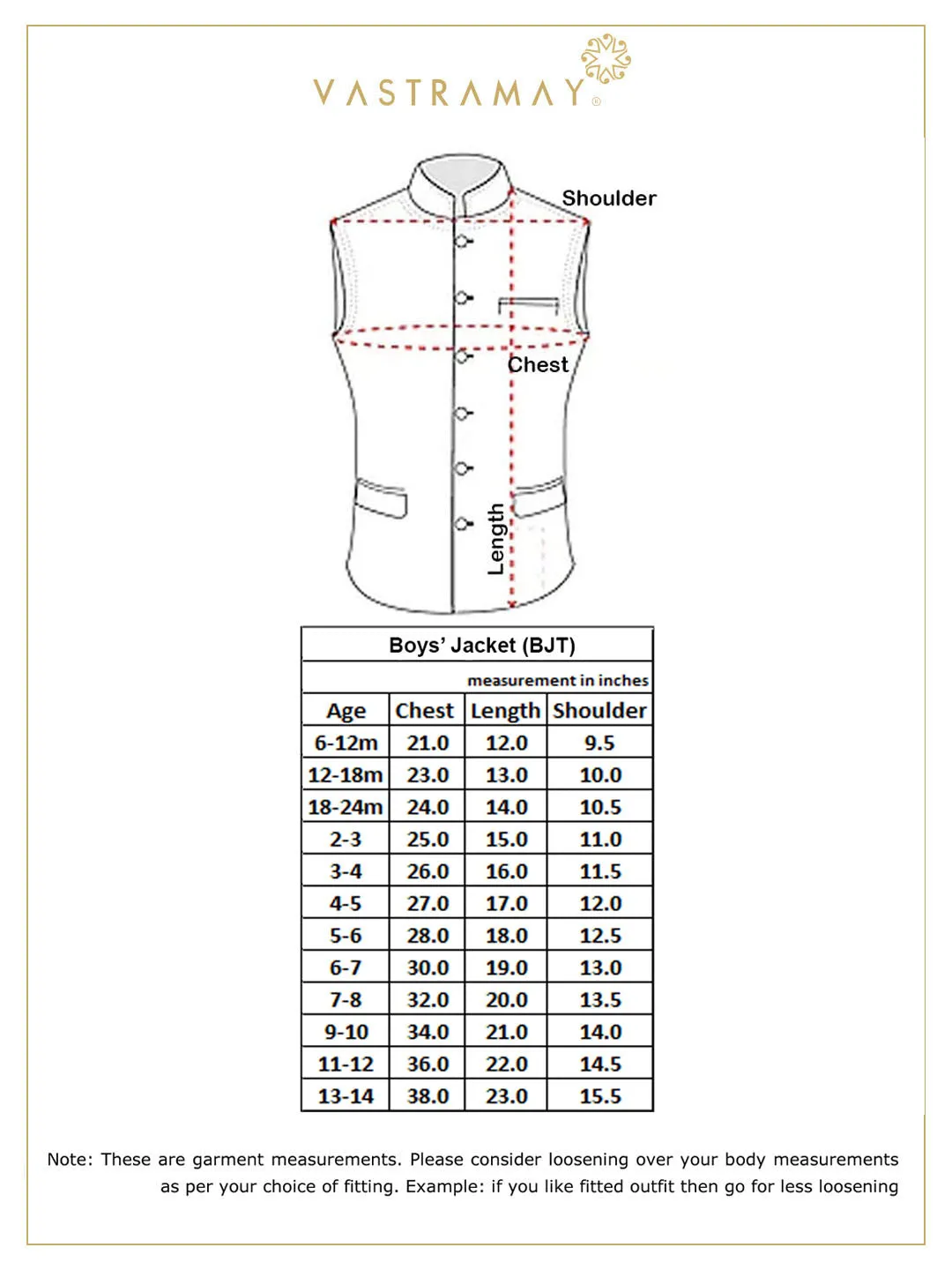 VASTRAMAY Boys Maroon Woven Design Nehru Jacket