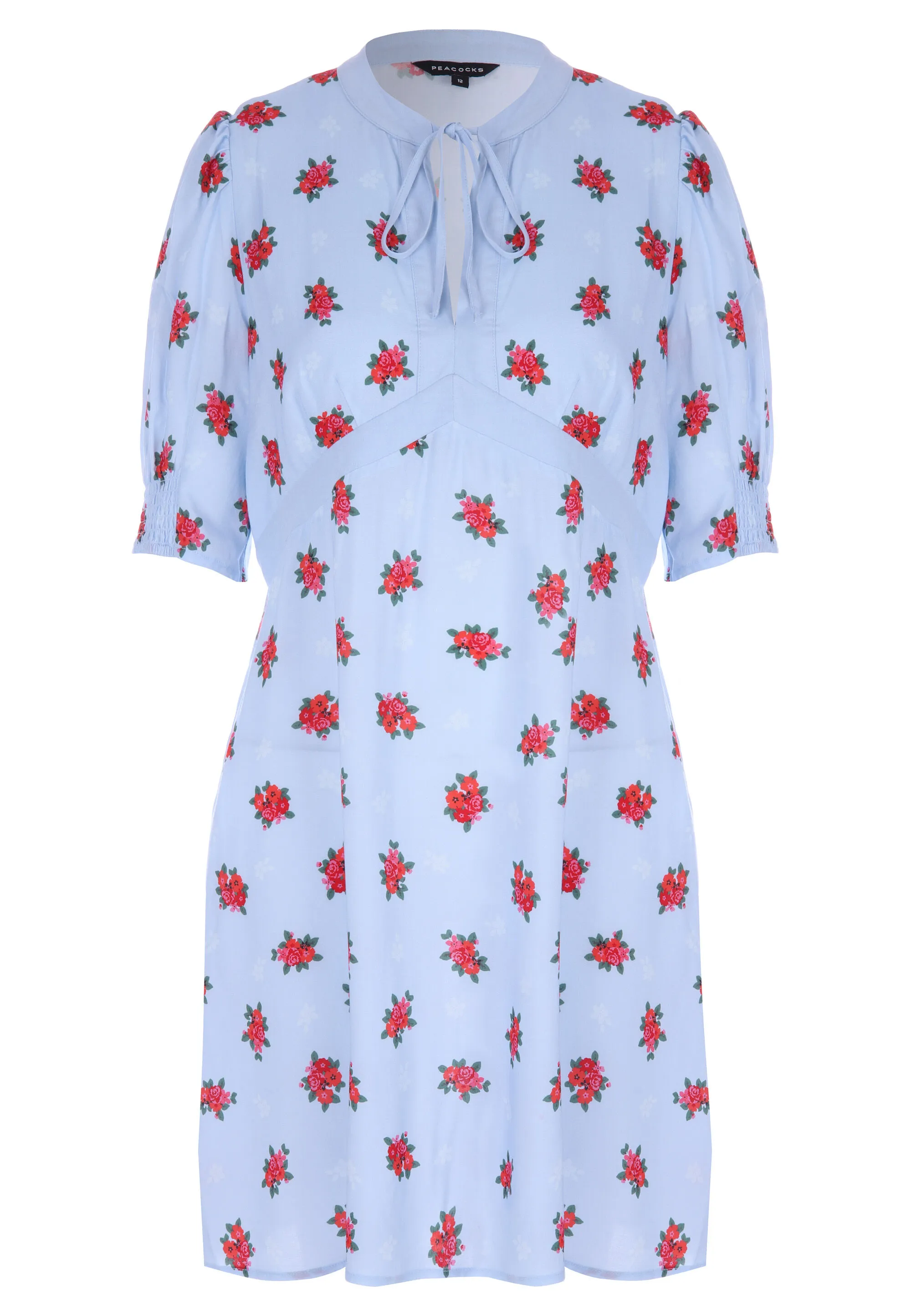 Womens Blue Floral Contrast Dress