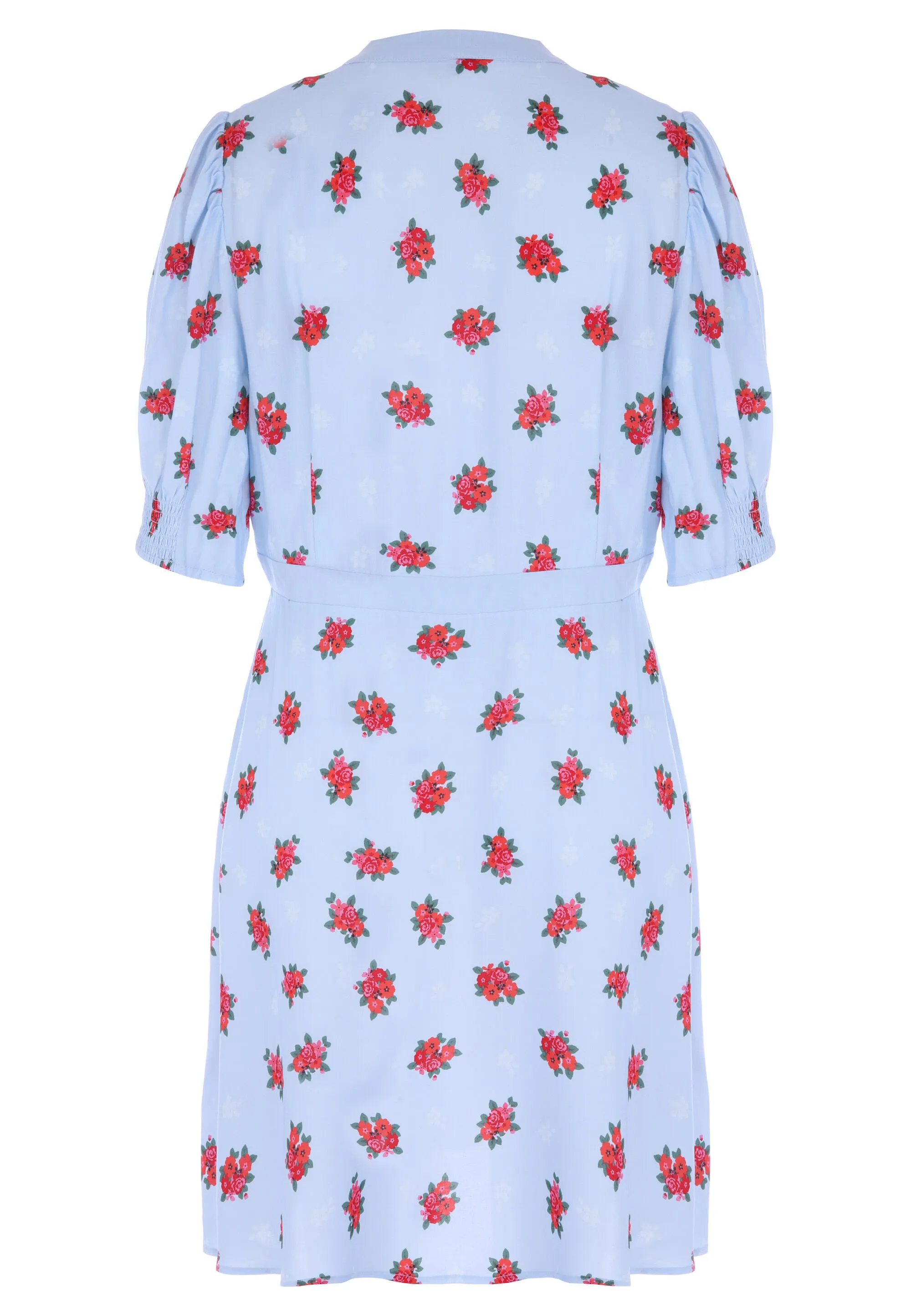 Womens Blue Floral Contrast Dress