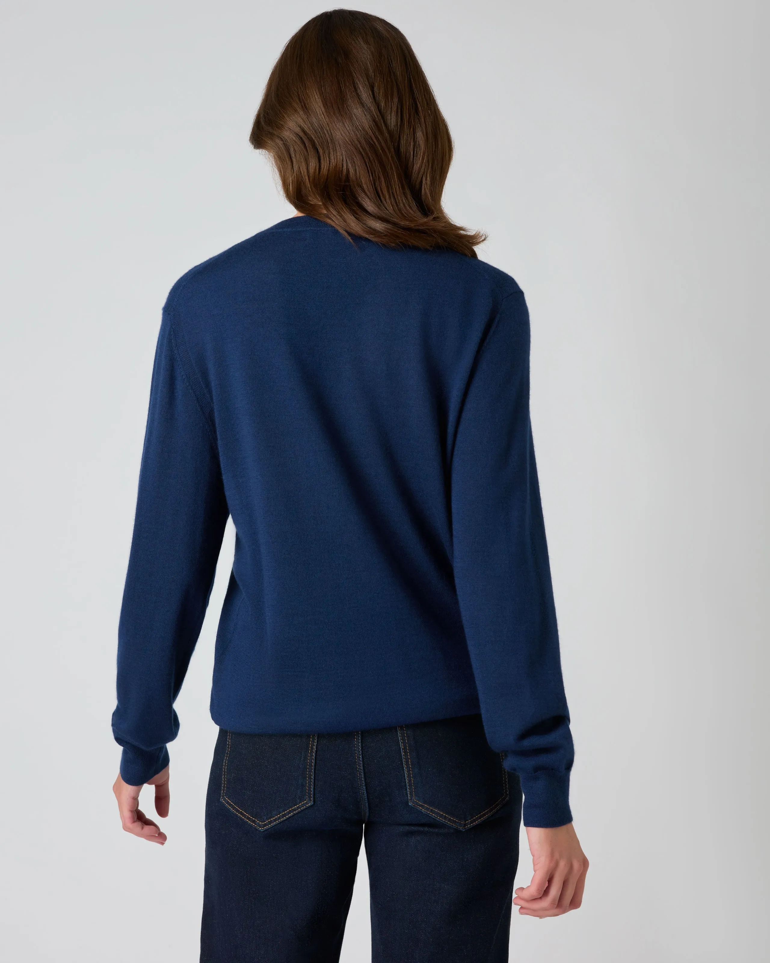 Women's Covent Fine Gauge Cashmere Round Neck Jumper French Blue