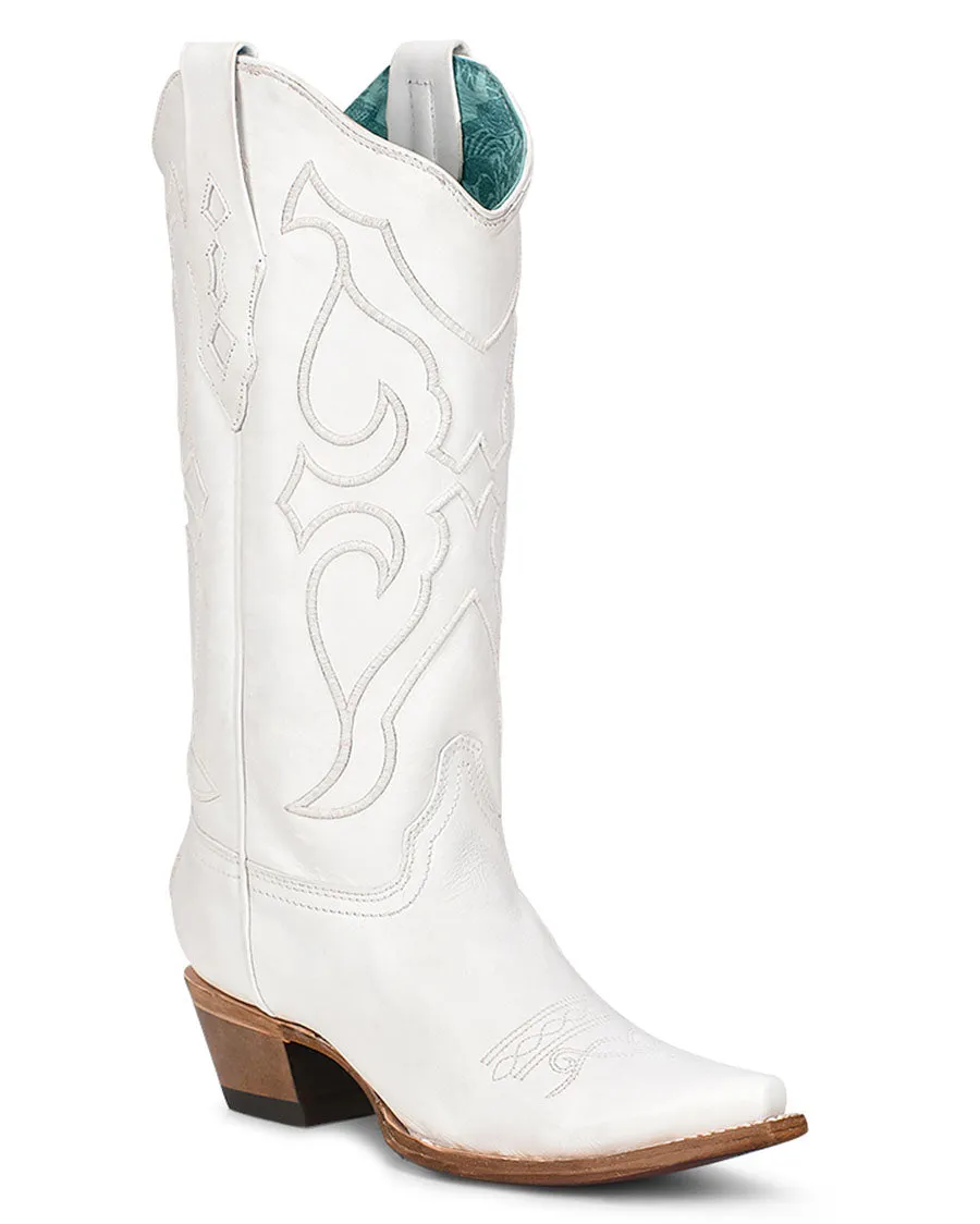 Women's Solid Embroidery Western Boots