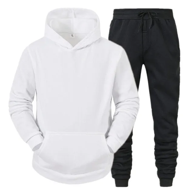 Xituodai Men's Sets Hoodies+Pants Fleece Tracksuits Solid Pullovers Jackets Sweatershirts Sweatpants Oversized Hooded Streetwear