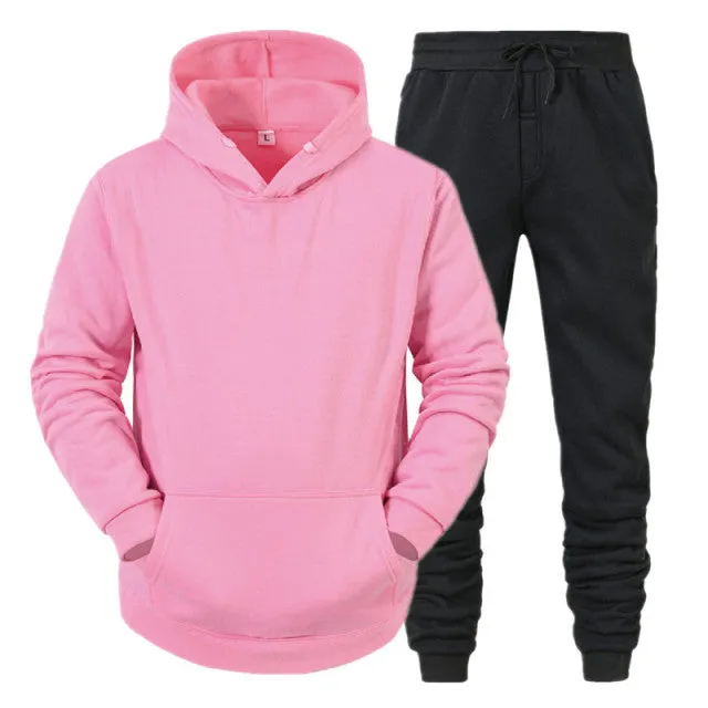 Xituodai Men's Sets Hoodies+Pants Fleece Tracksuits Solid Pullovers Jackets Sweatershirts Sweatpants Oversized Hooded Streetwear