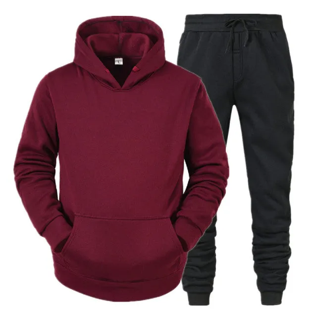 Xituodai Men's Sets Hoodies+Pants Fleece Tracksuits Solid Pullovers Jackets Sweatershirts Sweatpants Oversized Hooded Streetwear