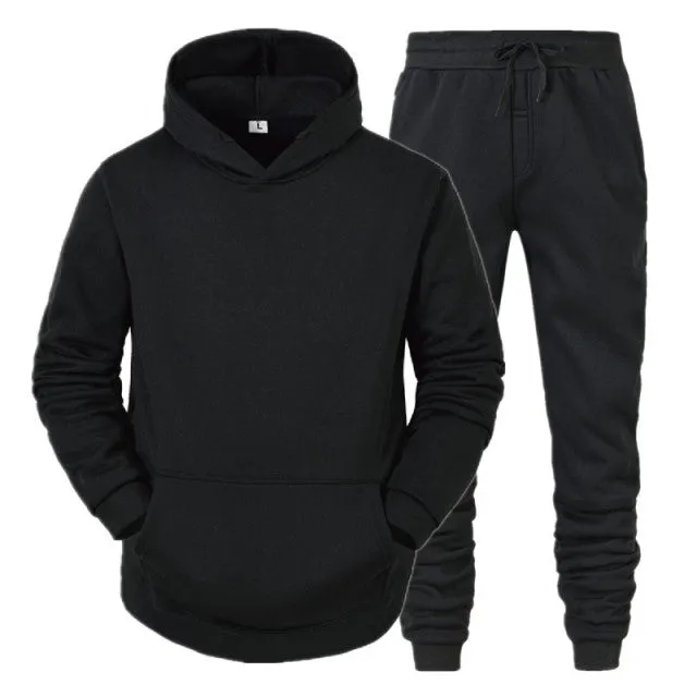 Xituodai Men's Sets Hoodies+Pants Fleece Tracksuits Solid Pullovers Jackets Sweatershirts Sweatpants Oversized Hooded Streetwear