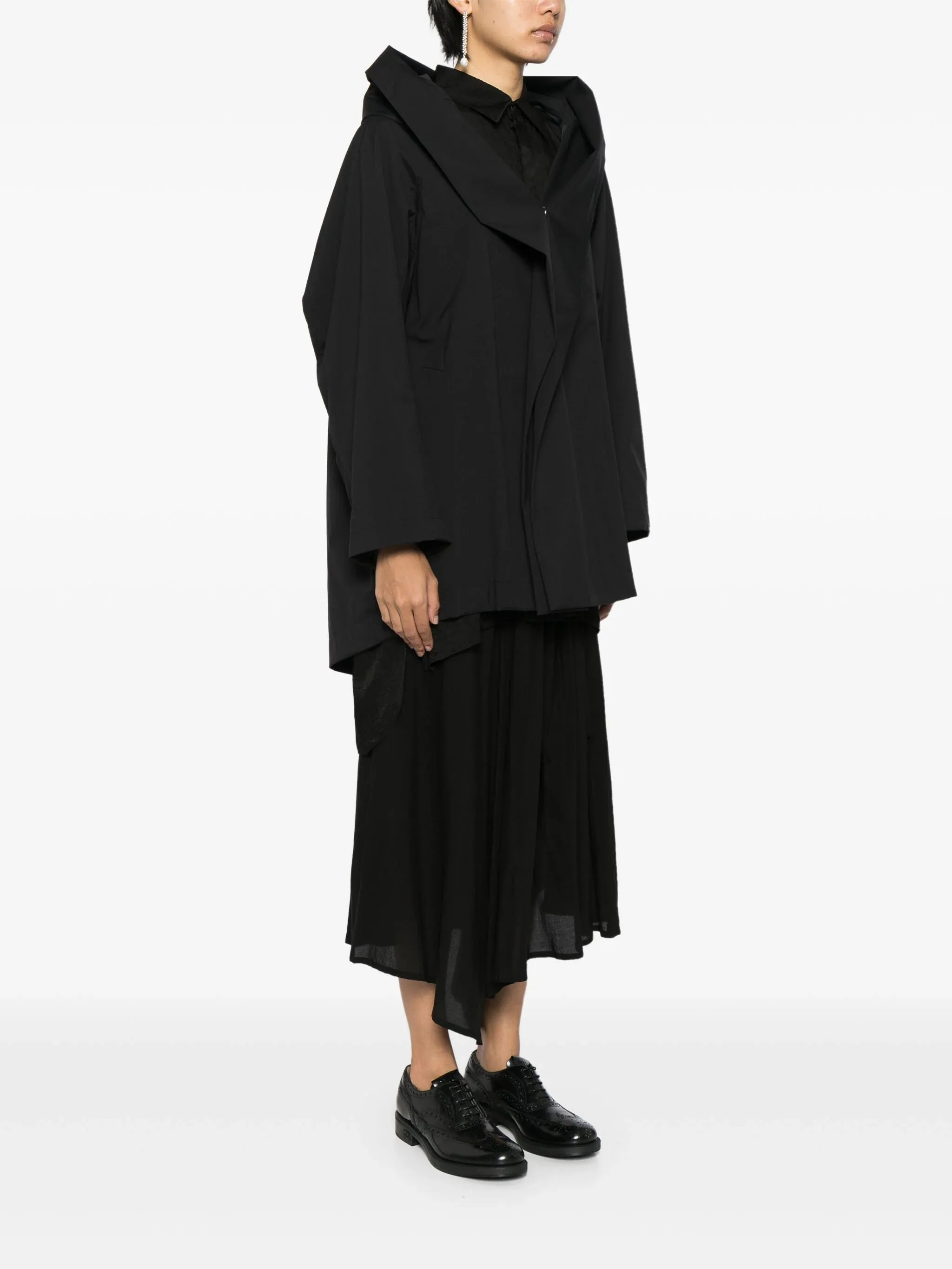 YOHJI YAMAMOTO REGULATION - Women Hooded Cape Coat