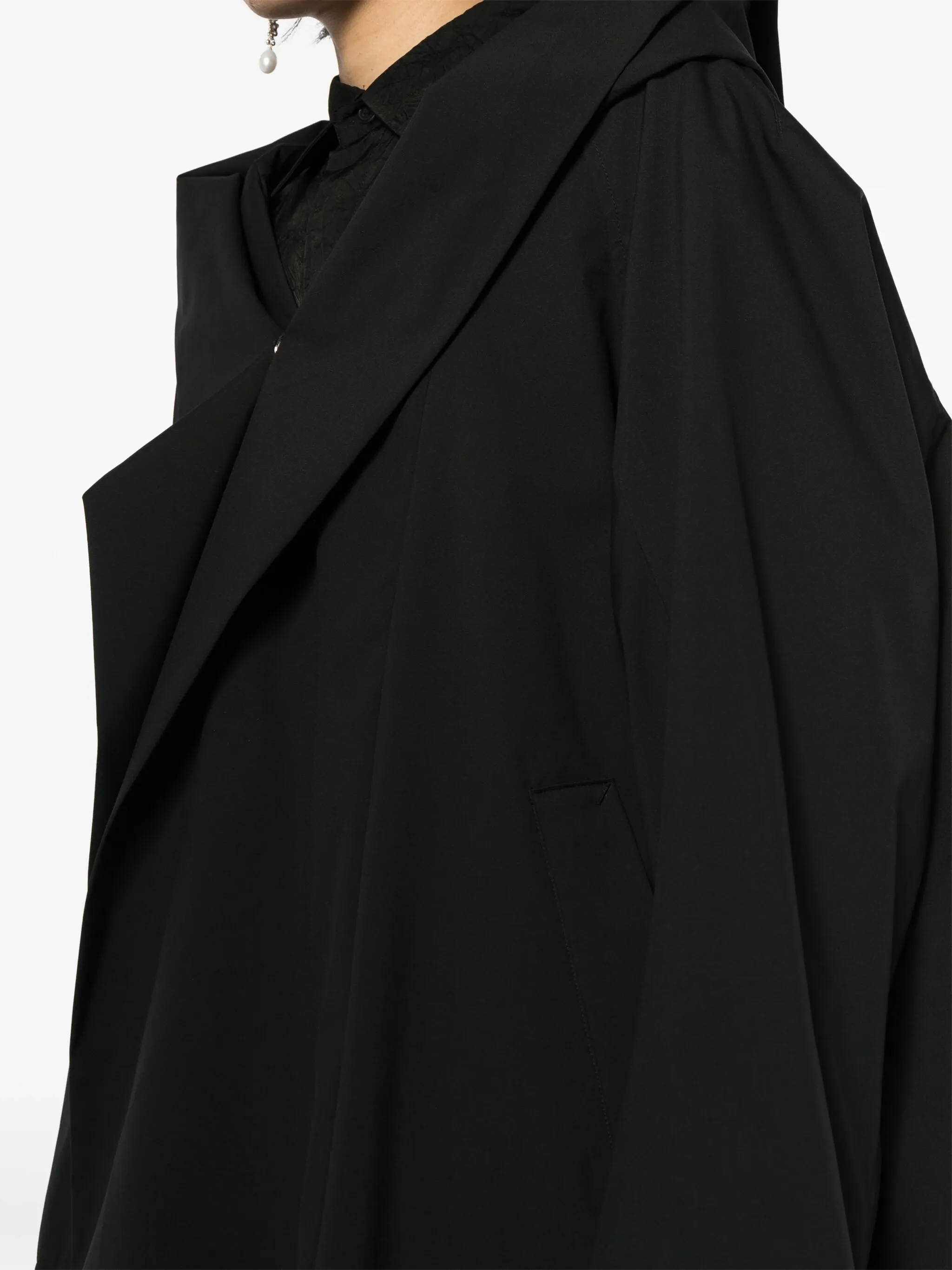 YOHJI YAMAMOTO REGULATION - Women Hooded Cape Coat